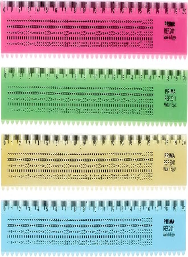 Prima Plastic Ruler Set Of 4 Pieces 20 CM Ruler Time Table Design - Multicolor
